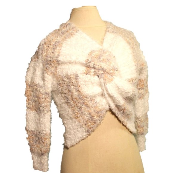 Women's Twisted Cropped Fuzzy Sweater | XS - Picture 1 of 6